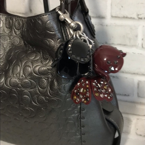 **SOLD**COACH Tea Rose Studded Bag Charm - Picture 6 of 8